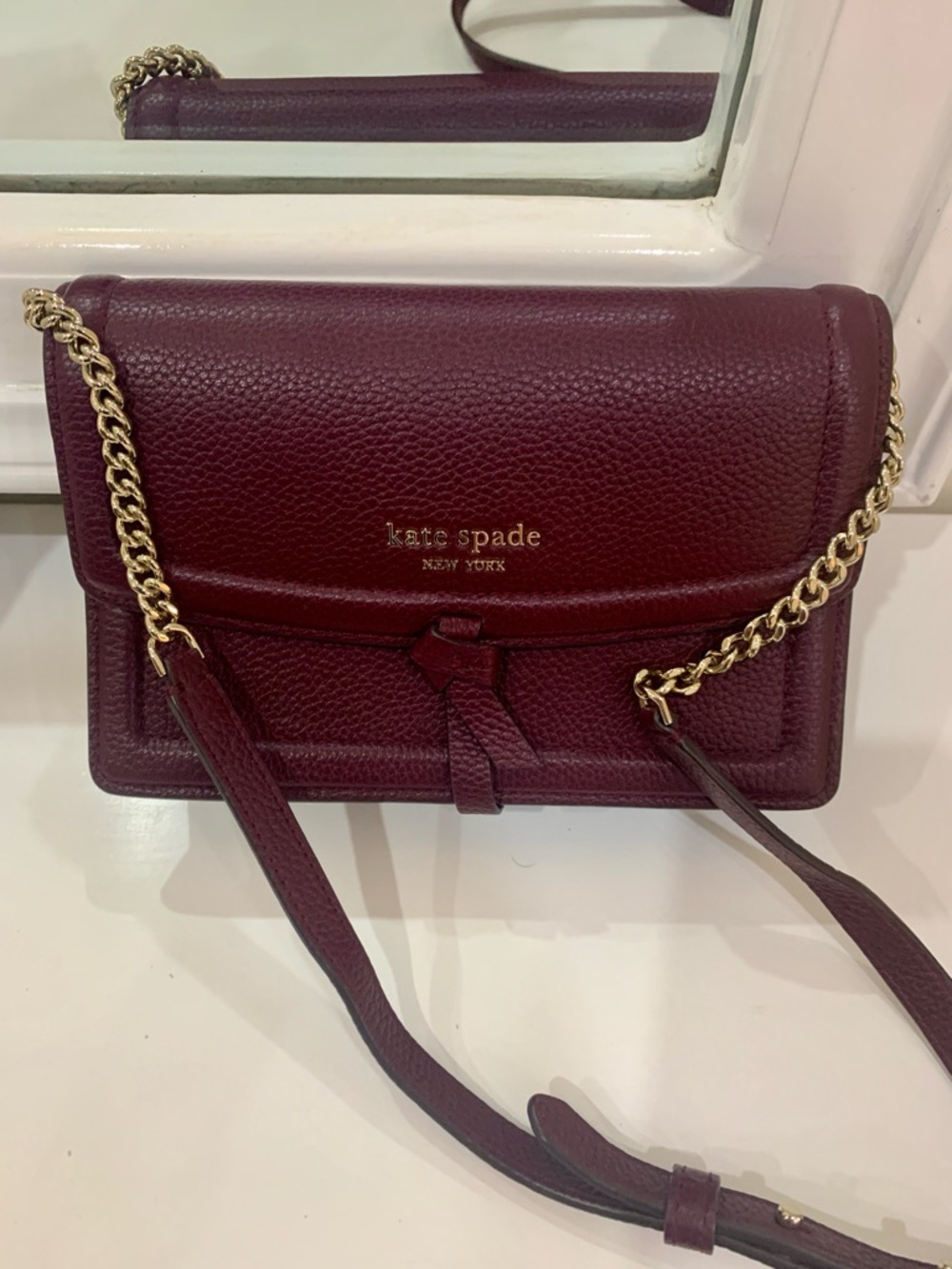 kate spade NEW YORK Cobblestone Leather Crossbody Bag in Burgundy